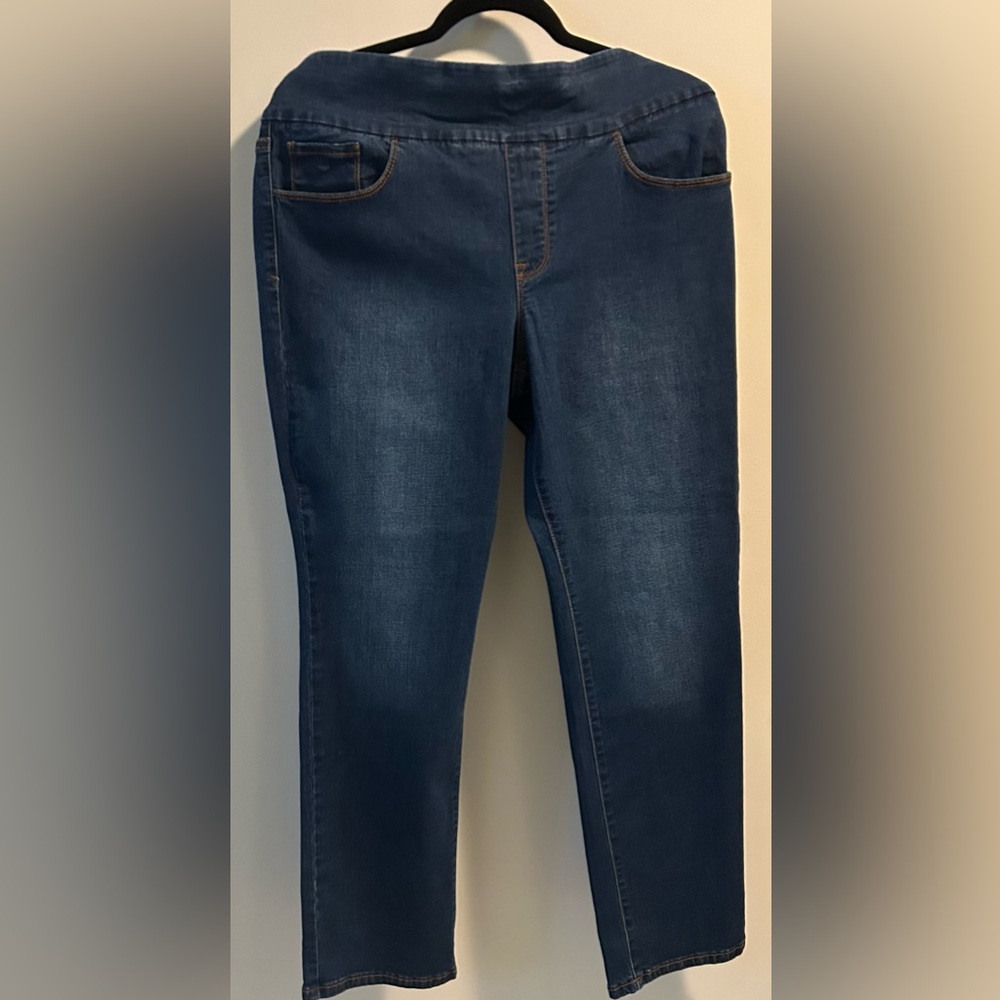Gloria Vanderbilt Amanda Pull On Jeans 14S Blue High Rise Stretch NWT
